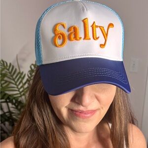 New! Shiraleah Blue, Orange, and White 'Salty' Beach Hat Cap